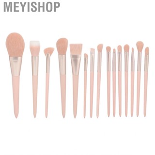 Meyishop Eyeshadow Brush Set  Synthetic 15pcs Pink Strong Bonding Process Makeup Kit Fast Dry for Concealers Home