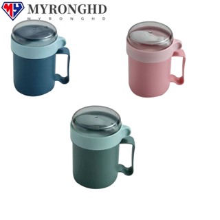 Myronghd ถ้วยข้าวโอ๊ตบนโต๊ะอาหารกลางวันกลางแจ้งช้อนแก้วมัค