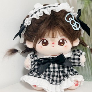 ตุ๊กตาตุ๊กตา 10cm 20 cm. สาวใช้สีขาว-ดํา ใส่เครื่องประดับลูกวัว