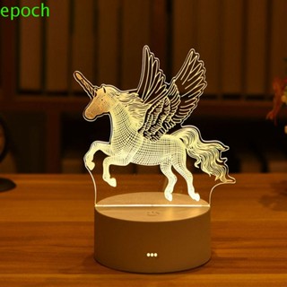 Epoch โคมไฟตั้งโต๊ะ USB รูปกวางเอลก์ 3D สําหรับตกแต่งบ้าน คริสต์มาส