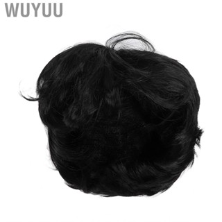 Wuyuu Men Middle Part Wig  Fluffy Multifunctional Black Heat Resistant Male Synthetic Full Wigs for Daily