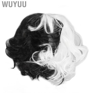 Wuyuu Women Short Wig  Half Color Wavy Hair Toupee Soft for Girls Halloween