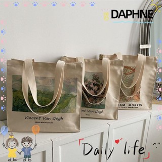 Daphne กระเป๋าสะพายไหล่ กระเป๋าถือ กระเป๋าช้อปปิ้ง ผ้าแคนวาส แบบหนาพิเศษ มีซิป ใส่หนังสือได้ สําหรับผู้หญิง