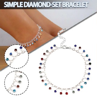 New Sterling Silver Ankle Bracelet Crystal Tassel Anklet Adjustable Foot Chain