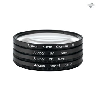 {fly} Andoer 62mm UV+CPL+Close-Up+4 +Star 8-Point Filter Circular Filter Kit Circular Polarizer Filter Macro Close-Up Star 8-Point Filter with Bag for   Pentax  DSLR