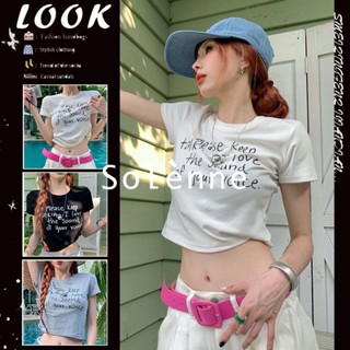 Solenne  เสื้อครอป เสื้อยืดผู้หญิง ครอป baby tee สาวเรโทร 2023 NEW Style Stylish สวย fashion รุ่นใหม่ A99J348 36Z230909