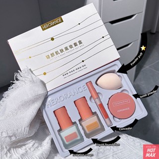 Light Skin Base Makeup Box Foundation Isolation Concealer Loose Powder Full Set Combination Novice Makeup [hotmax]