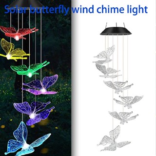 Solar Butterfly Wind Chimes Color Changing Outdoor Waterproof LED Solar Light