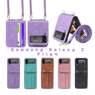 เคสโทรศัพท์มือถือหนัง ฝาพับ พร้อมช่องใส่บัตร สําหรับ Samsung Galaxy Z flip 5 4 flip 3