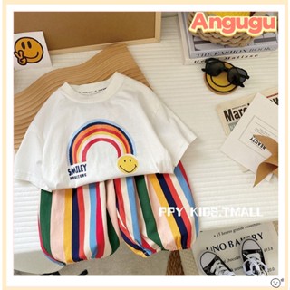 Angugu ใหม่ ชุดเสื้อแขนสั้น และกางเกง คุณภาพสูง แฟชั่นฤดูร้อน สไตล์เกาหลี สําหรับเด็กผู้ชาย ผู้หญิง 9-12 เดือน ถึง 1-9 ปี 2023 2 ชิ้น