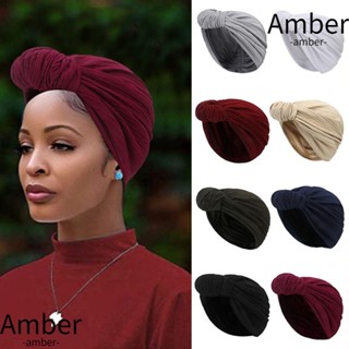 Amber ที่คาดผมมุสลิม ผ้าฝ้าย สีพื้น แฟชั่นสําหรับผู้หญิงมุสลิม