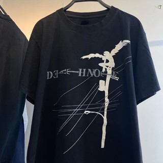 เสื้อยืดแขนสั้น พิมพ์ลายกราฟฟิติ Death Note แฟชั่นฤดูร้อน สไตล์วินเทจ สําหรับผู้ชาย และผู้หญิง