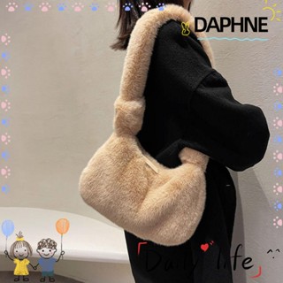 Daphne กระเป๋าสะพายไหล่ลําลอง ทรงโท้ท ขนปุย น้ําหนักเบา สีพื้น แฟชั่นสําหรับสตรี