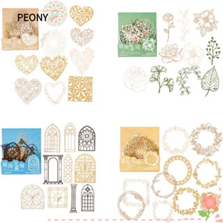 Peonypavilion กรอบกระดาษ ลายดอกไม้ ผีเสื้อ 4 สไตล์วินเทจ DIY สําหรับตกแต่งสมุดภาพ 40 ชิ้น