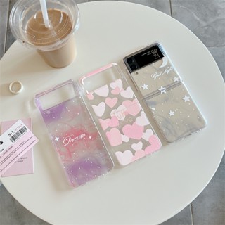 เคสโทรศัพท์มือถือ แบบพับได้ ลายท้องฟ้ากลางคืน สีม่วง สําหรับ Samsung Z flip 5 Z flip 4 Z flip 3