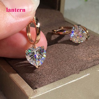 Lantern ต่างหูห่วง ประดับเพชรโมอิส 18K สีโรสโกลด์ 1ct เครื่องประดับแฟชั่น สําหรับผู้หญิง