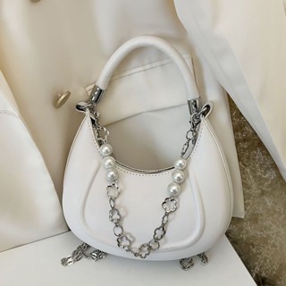 French Style Small Crowdsourcing Bag Womens New Hot Style Fashion Design Shoulder Underarm Bag Chain Crossbody Crescent Bag