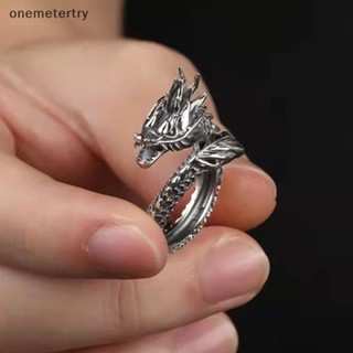 Onem แหวนเปิด รูปมังกร สไตล์พังก์ ฮิปฮอป ปรับได้ เครื่องประดับแฟชั่น สําหรับผู้ชาย