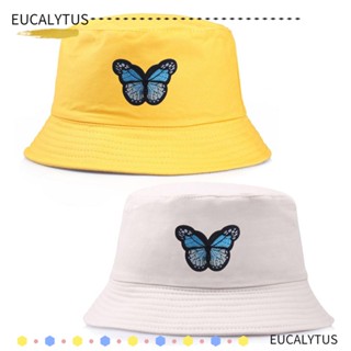 Eutus หมวกบักเก็ต ปักลายผีเสื้อ สีรุ้ง สําหรับตกปลา