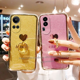 เคสโทรศัพท์มือถือแบบแข็ง กันกระแทก แต่งกลิตเตอร์ พร้อมแหวนขาตั้ง สําหรับ OPPO Reno10 Pro Pro+ 5G A58 A78 4G เคส Phone Case