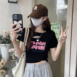 🌟พร้อมส่ง 🌟เสื้อครอปแขนสั้นสไตล์เกาหลีผู้หญิง เสื้อครอป ลายใหม่ล่าสุด