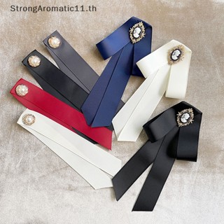 Strongaromatic ใหม่ เข็มกลัดริบบิ้น รูปโบว์ ผูกคอเสื้อ อุปกรณ์เสริม สําหรับผู้หญิง