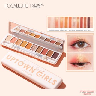 FOCALLURE อายแชโดว์พาเลท 10 เฉด กลิตเตอร์ นู้ด กันน้ำ 4 พาเลทท์เท็กซ์เจอร์พร้อมแปรงคู่และกระจกแต่งหน้า [prettylady]