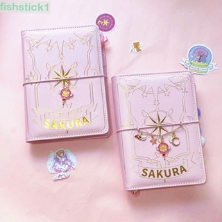 Fishstick1 สมุดโน้ต ลายการ์ตูนซากุระ สีชมพู 6 รู