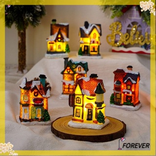 Forever โคมไฟกลางคืน LED รูปบ้านคริสต์มาส หิมะ เรืองแสง สําหรับตกแต่ง