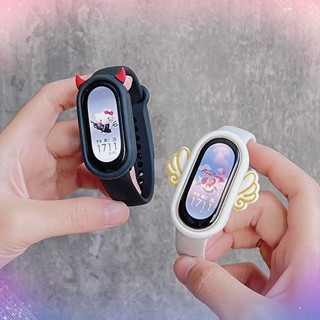 [Devil Angel] ใหม่ เคสนาฬิกาข้อมือซิลิโคน ลายการ์ตูน พร้อมสายคล้อง สําหรับ Xiaomi Bracelet 8 NFC Version Xiaomi 8