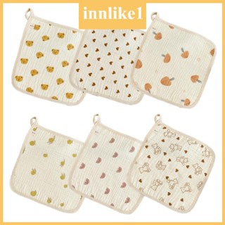 Innlike1 ผ้ากันเปื้อน ผ้าขนหนู ผ้าฝ้าย สําหรับให้นมเด็กอนุบาล 6 ชิ้น