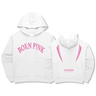 【ขายดี】เสื้อคาร์ดิแกนกันหนาว มีฮู้ด แต่งซิป ลาย Blackpink Rose Lisa Kim Ji-Su