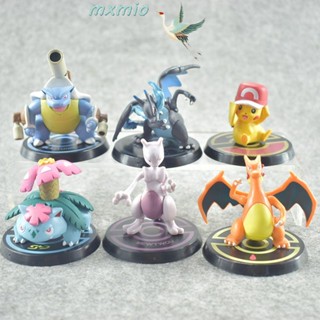 Mxmio โมเดลฟิกเกอร์ Pokemon Mewtwo Charizard Charizard X ของเล่นสําหรับเด็ก 6 ชิ้น ต่อชุด