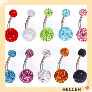 Hecceh บาร์หน้าท้อง คละสี คริสตัลคู่ อัญมณี 8/10 มม. แหวนปุ่มท้อง