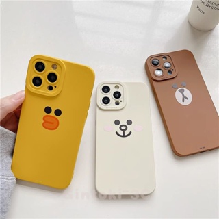 [อัพเกรด] Iphone XS Max X XR 6 6s 7 8 Plus เคสนิ่ม ลาย Line Friends Brown Bear Cony Rabbit Sally Chicken เคสป้องกันกล้อง กันกระแทก สัมผัสลื่น