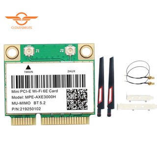 อะแดปเตอร์การ์ด WiFi MPE-AXE3000H พร้อมเสาอากาศ WiFi 6E 2400Mbps Mini PCI-E แบบเปลี่ยน สําหรับ BT 5.2 802.11AX 2.4G 5G 6Ghz