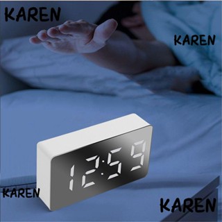 Karen นาฬิกาปลุกดิจิทัล มีไฟ LED หน้าจอ USB