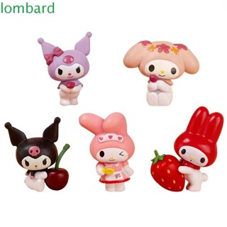 Lombard ฟิกเกอร์ My Melody Kt Cat Strawberry Series Kuromi โมเดลของเล่น Kawaii โมเดลของเล่น มินิ PVC ตุ๊กตา Cinnamorol ฟิกเกอร์แอกชัน แฟนคลับสะสม