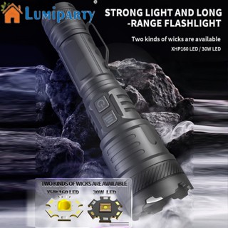 Lumiparty ไฟฉาย Led 30w Xhp160 อะลูมิเนียมอัลลอย สว่างมาก พร้อมคลิปหนีบ