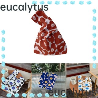 Eucalytus1 กระเป๋าถือ กระเป๋าช้อปปิ้ง ลายลิปสติก ดอกไม้ ขนาดเล็ก ใช้ซ้ําได้