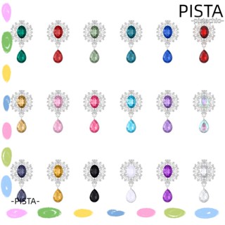 PISTA 10 ชิ้น กระดุมเย็บผ้า เครื่องมือตกแต่งงานแต่งงาน ประกายคริสตัล เสื้อผ้า ตกแต่งหยดน้ํา เข็มกลัดจี้