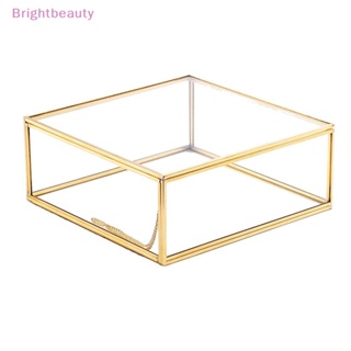 Brightbeauty กล่องแก้วใส ทรงเรขาคณิต หกเหลี่ยม สําหรับใส่เครื่องประดับ แหวนแต่งงาน