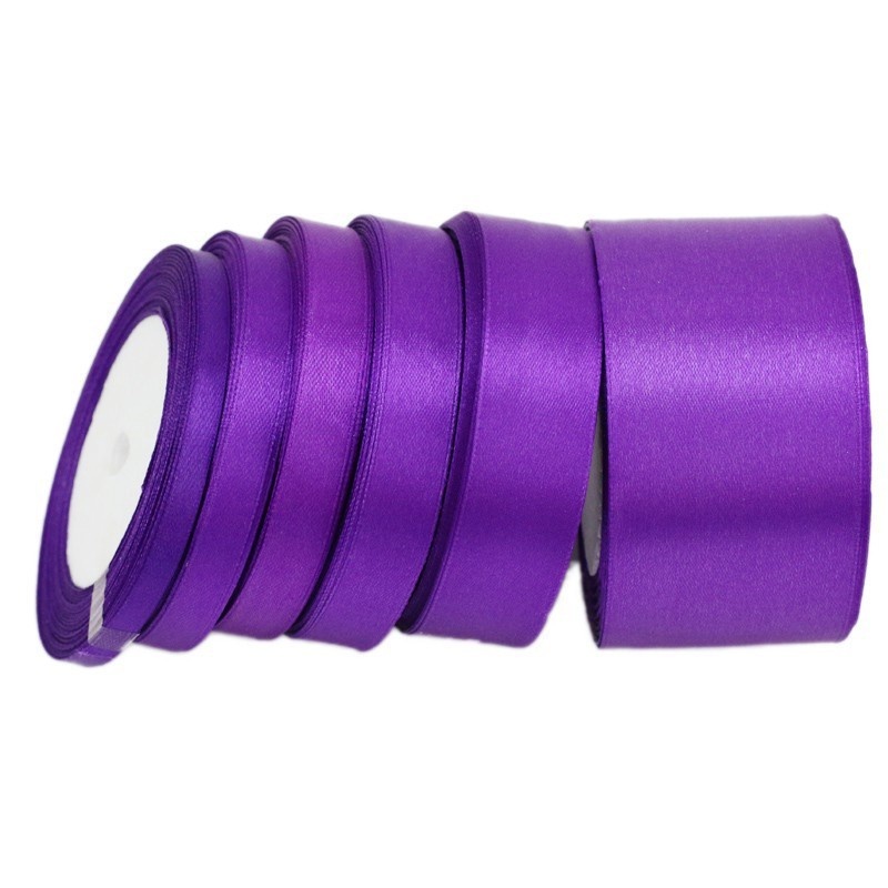 (22M/ROLL) ริบบิ้นผ้าไหมสีม่วงด้านเดียวที่มีความกว้างที่แตกต่างกันสําหรับจัดเลี้ยงงานแต่งงานตกแต่งเทศกาลฉลองทําด้วยมือ DIY ฝีมือผูกโบว์