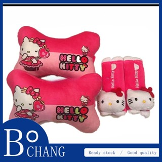 Bochang ปลอกหุ้มเข็มขัดนิรภัยรถยนต์ ลาย Hello Kitty 055 4 ชิ้น