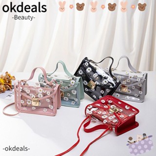 Okdeals กระเป๋าสะพายไหล่ กระเป๋าถือ แบบใส ลายดอกเดซี่น่ารัก สําหรับสตรี