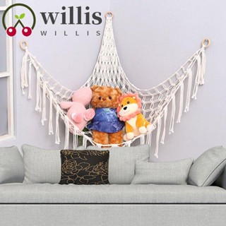 Willis ตุ๊กตาสัตว์ ตาข่าย, สามเหลี่ยม ประหยัดพื้นที่ โบโฮ ของเล่นตุ๊กตา เปลแขวนผนัง สร้างสรรค์ ของเล่น ขนาดใหญ่