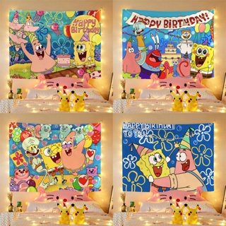 ผ้าพื้นหลัง ลายการ์ตูน SpongeBob SquarePants ขนาด 100x70 ซม. สําหรับแขวนตกแต่งผนัง หอพัก ของขวัญวันเกิด