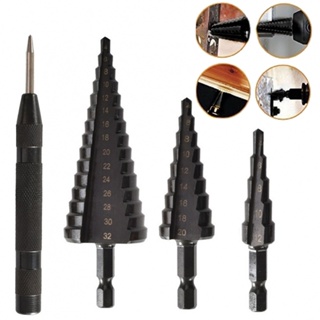 ⚡NEW 8⚡Step Drill Bit 4-12mm 4pcs Hand Drills Handle 250-400 RPM Hexagonal High Quality