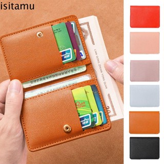 Isitaft กระเป๋าใส่เหรียญ ใส่บัตร หนัง PU แบบบาง สีพื้น สไตล์เกาหลี สําหรับเดินทาง