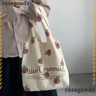 Rosegoods1 กระเป๋าสะพายไหล่ ผ้าแคนวาส เรียบง่าย สําหรับผู้หญิง